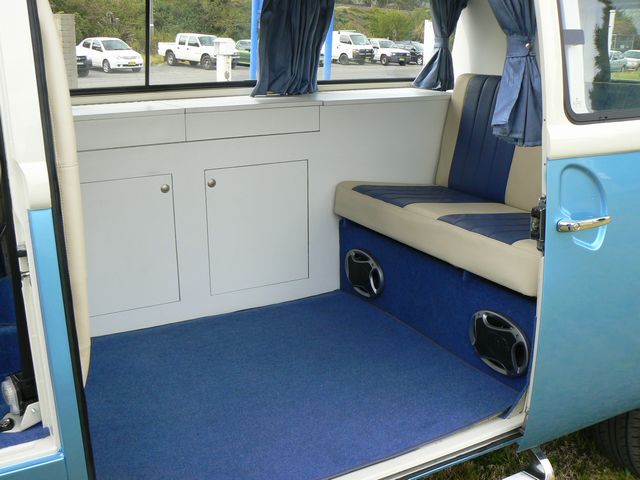 Blue interior in VW Kombi